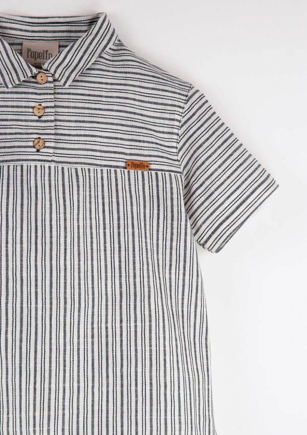 Popelin Embroidered Striped Contrasting Shirt 刺繡撞色襯衫 