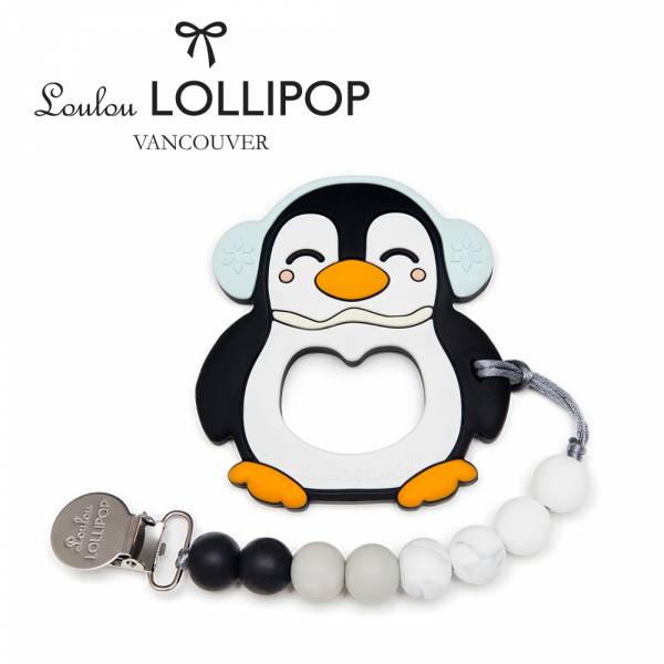 Loulou lollipop 胖胖企鵝固齒器/奶嘴鍊夾 食用矽膠固齒器,奶嘴鍊夾
