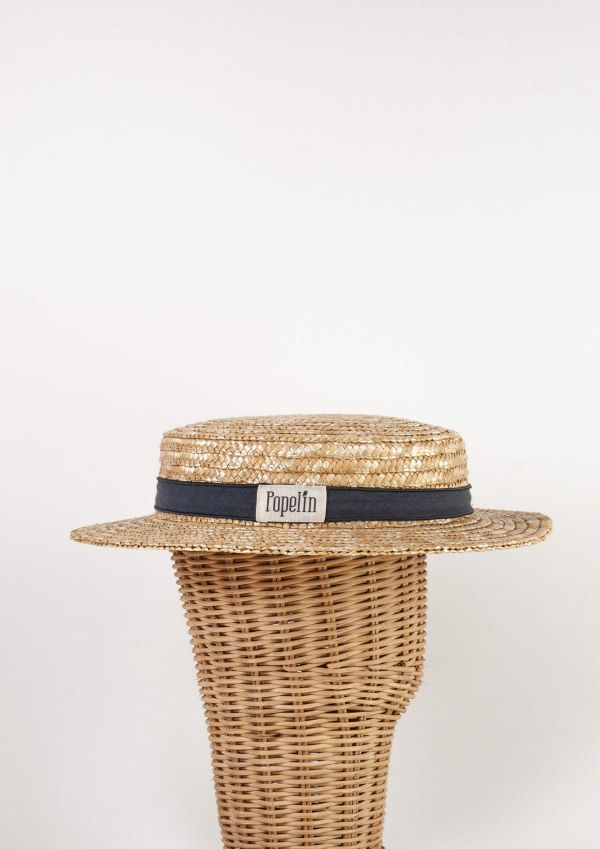 Popelin Natural Straw Hat 編織草帽 - Navy Blue 