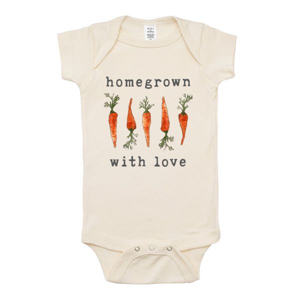 mini + meep Organic Onesie - Homegrown with love - carrot 美國童裝,時尚童裝,有機棉,男寶衣服,女寶衣服,寶寶用品,mini+meeptaiwan