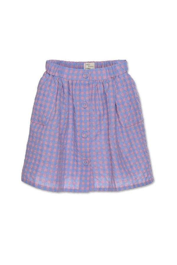 Wander & Wonder Quilted Skirt 格紋及膝裙 - Blue & Pink Check 